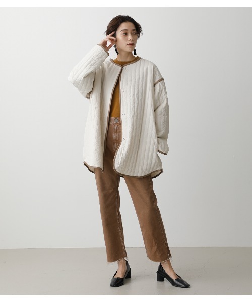 AZUL by moussy（アズールバイマウジー）の「QUILTING BIG JACKET/キルティングビッグジャケット（ブルゾン・レディース・ブラック/オフホワイト/カーキ・FREE）」の18枚目の写真