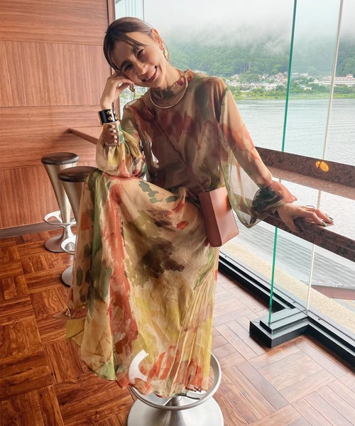 【値下げ】UND WILLOW PAINT DRESS Ameri（アメリ）の「UND WILLOW PAINT DRESS（ワンピース）」 - WEAR