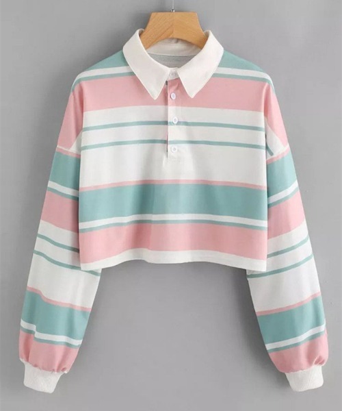 MAISON DE THERESE（メゾン ド テレーズ）の「カラフルボーダー柄ポロシャツ（ポロシャツ・レディース・F/C/E/B/A・MEDIUM）」の3枚目の写真