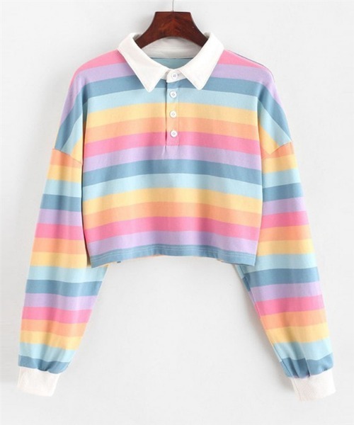 MAISON DE THERESE（メゾン ド テレーズ）の「カラフルボーダー柄ポロシャツ（ポロシャツ・レディース・F/C/E/B/A・MEDIUM）」の8枚目の写真