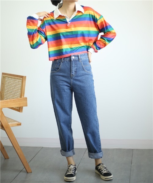 MAISON DE THERESE（メゾン ド テレーズ）の「カラフルボーダー柄ポロシャツ（ポロシャツ・レディース・F/C/E/B/A・MEDIUM）」の9枚目の写真