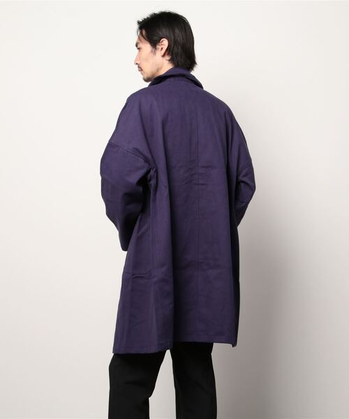 Yarmo（ヤーモ）の「YARMO(ヤーモ) Duster Coat ダスターコート（ステンカラーコート・メンズ・ネイビー/カーキ・42/40）」の4枚目の写真