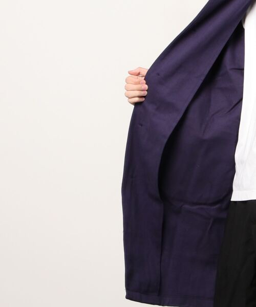 Yarmo（ヤーモ）の「YARMO(ヤーモ) Duster Coat ダスターコート（ステンカラーコート・メンズ・ネイビー/カーキ・42/40）」の5枚目の写真