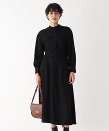 ◆ダブルポケットバンドカラーワンピース【WEB限定サイズ】