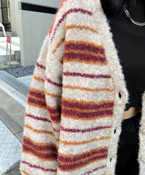 WHO'S WHO gallery（フーズフーギャラリー）の「ブークレボーダーカーデ（カーディガン/ボレロ・レディース・ブラック/パープル/オフホワイト/ブルー・FREE）」の14枚目の写真