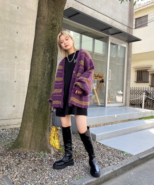 WHO'S WHO gallery（フーズフーギャラリー）の「ブークレボーダーカーデ（カーディガン/ボレロ・レディース・ブラック/パープル/オフホワイト/ブルー・FREE）」の15枚目の写真