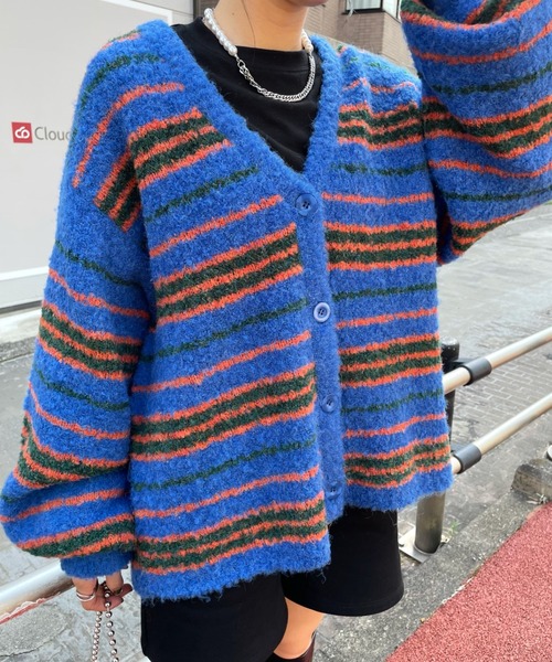 WHO'S WHO gallery（フーズフーギャラリー）の「ブークレボーダーカーデ（カーディガン/ボレロ・レディース・ブラック/パープル/オフホワイト/ブルー・FREE）」の11枚目の写真