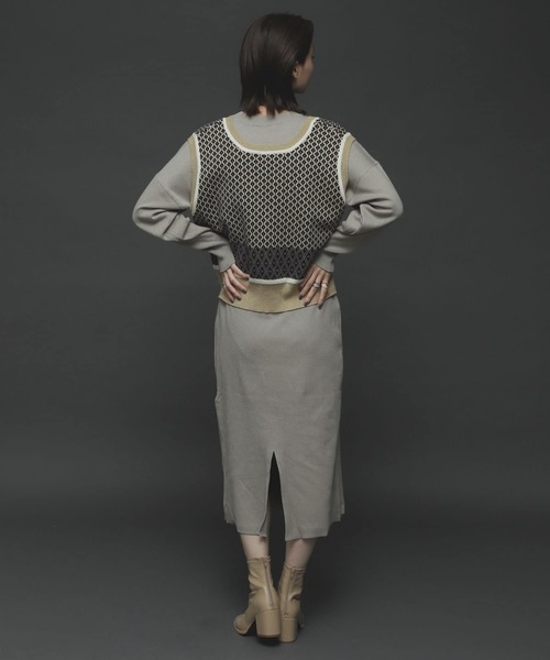 SENSE OF PLACE by URBAN RESEARCH(センスオブプレイスバイアーバンリサーチ)の「2WAYジャガードショートニットベスト(ニット/セーター・レディース・ベージュ/グリーン/アイボリー・ONE)」の4枚目の写真