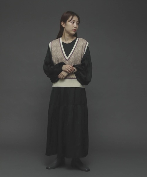 SENSE OF PLACE by URBAN RESEARCH(センスオブプレイスバイアーバンリサーチ)の「2WAYジャガードショートニットベスト(ニット/セーター・レディース・ベージュ/グリーン/アイボリー・ONE)」の17枚目の写真