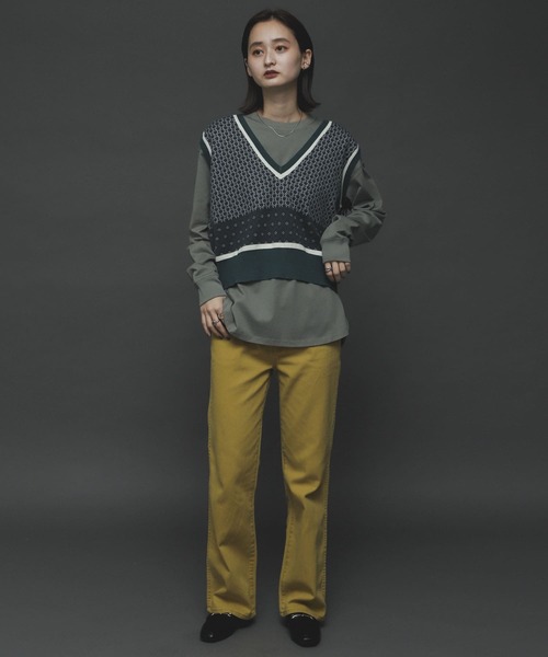 SENSE OF PLACE by URBAN RESEARCH(センスオブプレイスバイアーバンリサーチ)の「2WAYジャガードショートニットベスト(ニット/セーター・レディース・ベージュ/グリーン/アイボリー・ONE)」の12枚目の写真