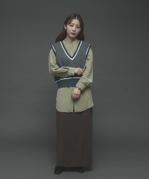 SENSE OF PLACE by URBAN RESEARCH(センスオブプレイスバイアーバンリサーチ)の「2WAYジャガードショートニットベスト(ニット/セーター・レディース・ベージュ/グリーン/アイボリー・ONE)」の13枚目の写真