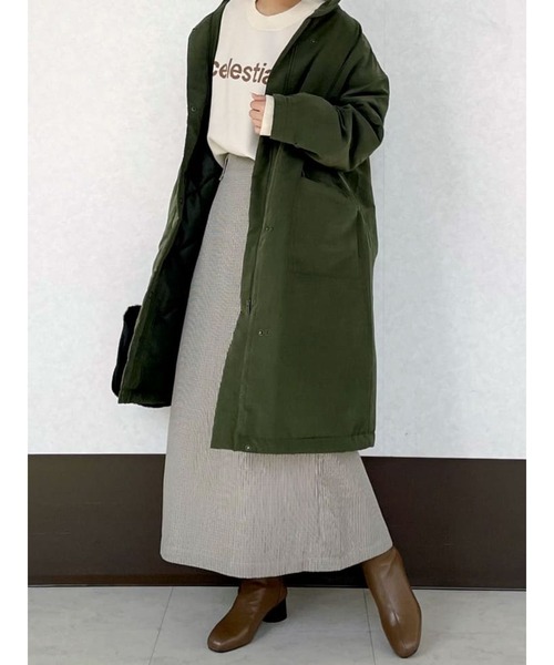 Lugnoncure（ルノンキュール）の「スタンドカラーミリタリ－コート（その他アウター・レディース・カーキ/チャコール・ﾌﾘ-）」の2枚目の写真