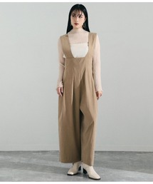 ピーチハイウエストサロペット