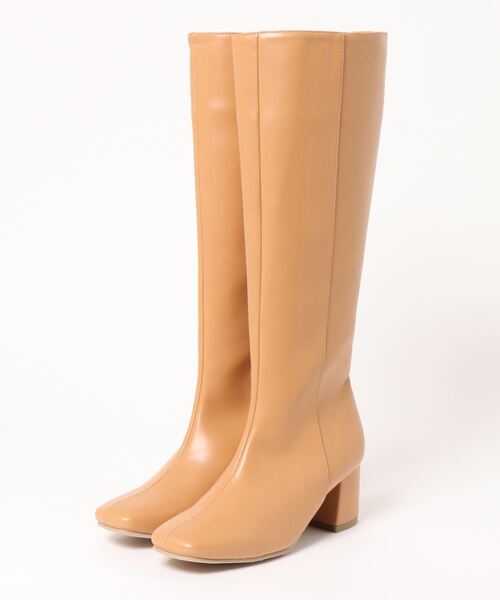 KOBE LETTUCE(コウベレタス)の「スクエアトゥロングブーツ(ブーツ・レディース・ダークブラウン/ブラック/ベージュ・L/LL/S/M)」の1枚目の写真