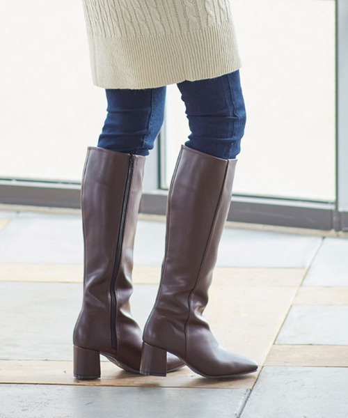 KOBE LETTUCE(コウベレタス)の「スクエアトゥロングブーツ(ブーツ・レディース・ダークブラウン/ブラック/ベージュ・L/LL/S/M)」の3枚目の写真