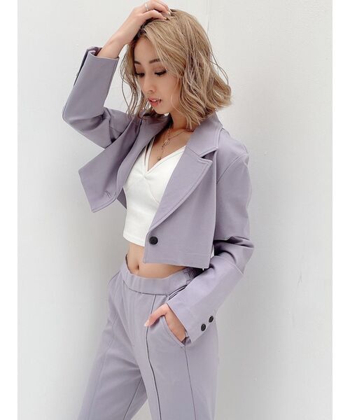 GYDA(ジェイダ)の「【セットアップ着用可】ポンチ ショートジャケット(テーラードジャケット・レディース・パープル/ベージュ・FREE)」の22枚目の写真