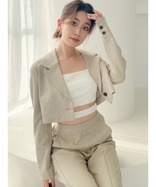 GYDA(ジェイダ)の「【セットアップ着用可】ポンチ ショートジャケット(テーラードジャケット・レディース・パープル/ベージュ・FREE)」の19枚目の写真