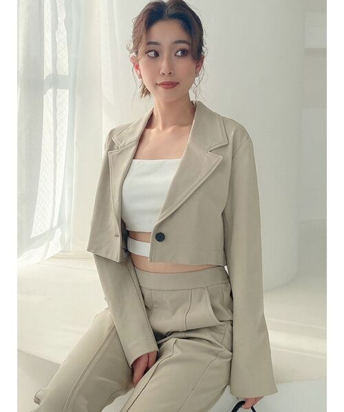 GYDA(ジェイダ)の「【セットアップ着用可】ポンチ ショートジャケット(テーラードジャケット・レディース・パープル/ベージュ・FREE)」の18枚目の写真