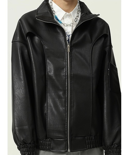 WESTBOY（ウエストボーイ）の「【WB ORIGINALS】PU Leather Blouson WO21W4HOT04（その他アウター・メンズ・ブラック/グリーン/ホワイト・L/XL/M）」の4枚目の写真