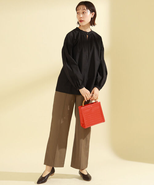 Ray BEAMS（レイビームス）の「Ray BEAMS / クロコ バンブー バッグ（トートバッグ・レディース・オレンジ/ブラック・ONE SIZE）」の6枚目の写真