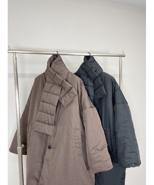Chikashitsu +(チカシツプラス)の「【Chikashitsu +/チカシツプラス】Oversized padding coat/パディング 中綿ジャケット ロングコート オーバーサイズ ペディンコート(その他アウター・メンズ・ブラック/ブラウン・ONE SIZE)」の4枚目の写真