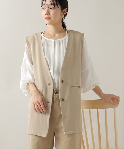 frames RAY CASSIN（フレームスレイカズン）の「ノーカラージレ（テーラードジャケット・レディース・ベージュ/ブラック・FREE）」の19枚目の写真
