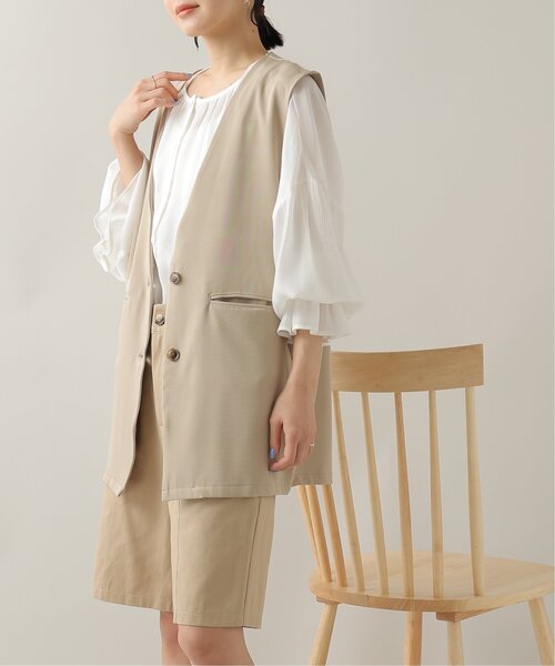 frames RAY CASSIN（フレームスレイカズン）の「ノーカラージレ（テーラードジャケット・レディース・ベージュ/ブラック・FREE）」の18枚目の写真