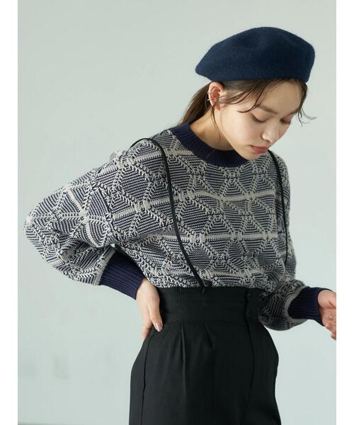 earth music&ecology（アースミュージックアンドエコロジー）の「ジャカードニットプルオーバー(ダイヤ)＊（ニット/セーター・レディース・ブラック/ネイビー/ブラウン・FREE）」の9枚目の写真