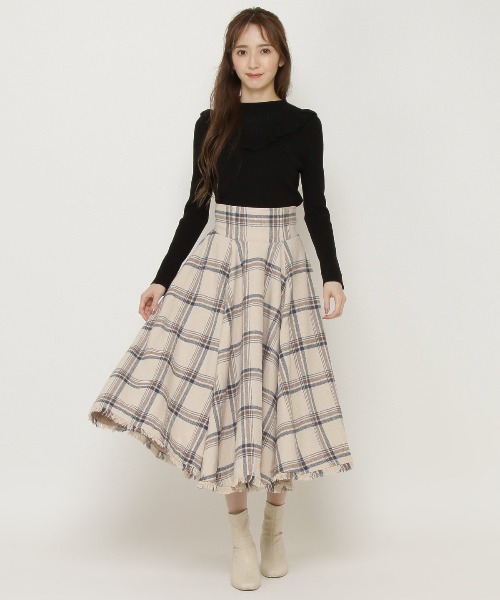 WILLSELECTION（ウィルセレクション）の「チェックサーキュラースカート（スカート・レディース・ベージュ/ブラウン・MEDIUM）」の16枚目の写真
