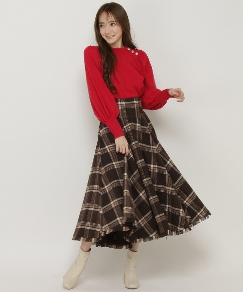 WILLSELECTION（ウィルセレクション）の「チェックサーキュラースカート（スカート・レディース・ベージュ/ブラウン・MEDIUM）」の17枚目の写真