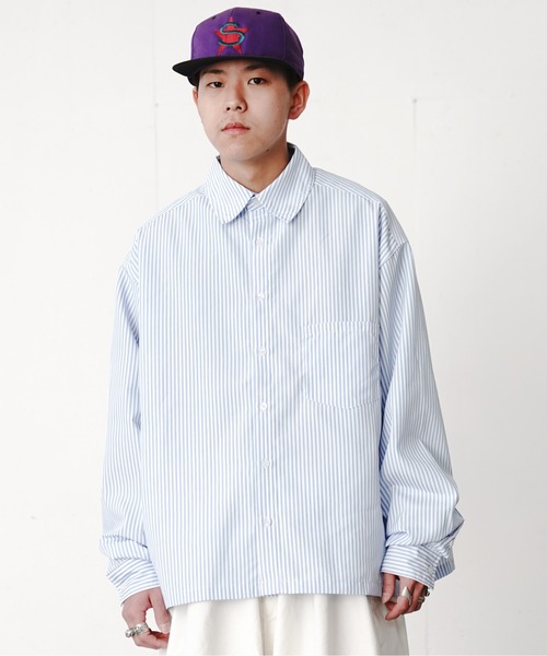 fuv.(ファブ)の「fuv - wide silhouette stripe shirt / ワイドシルエットストライプシャツ made in INTER FACTORY(シャツ/ブラウス・メンズ・ブラック/イエロー/ブルー/グリーン・MEDIUM/LARGE)」の5枚目の写真