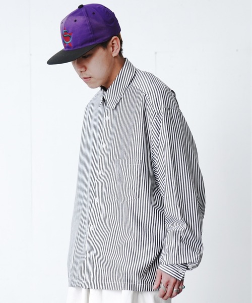 fuv.(ファブ)の「fuv - wide silhouette stripe shirt / ワイドシルエットストライプシャツ made in INTER FACTORY(シャツ/ブラウス・メンズ・ブラック/イエロー/ブルー/グリーン・MEDIUM/LARGE)」の18枚目の写真