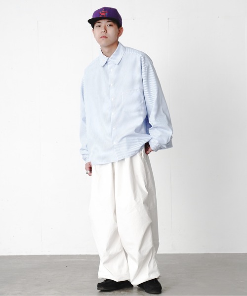 fuv.(ファブ)の「fuv - wide silhouette stripe shirt / ワイドシルエットストライプシャツ made in INTER FACTORY(シャツ/ブラウス・メンズ・ブラック/イエロー/ブルー/グリーン・MEDIUM/LARGE)」の7枚目の写真