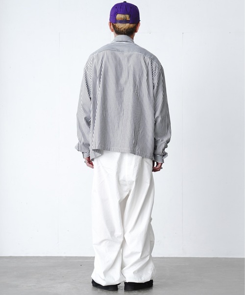 fuv.(ファブ)の「fuv - wide silhouette stripe shirt / ワイドシルエットストライプシャツ made in INTER FACTORY(シャツ/ブラウス・メンズ・ブラック/イエロー/ブルー/グリーン・MEDIUM/LARGE)」の14枚目の写真