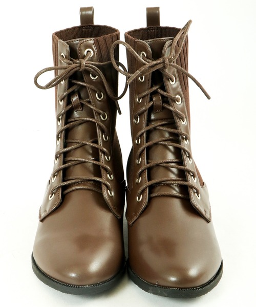 LibertyDoll(リバティードール)の「LibertyDoll 美シルエット レースアップ ニット ブーツ(ブーツ・レディース・ブラック/ダークブラウン/アイボリー・LL/S/M/L)」の2枚目の写真