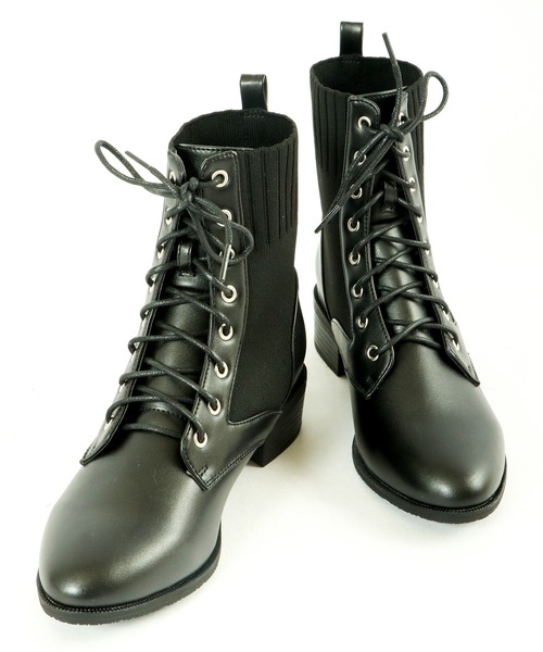 LibertyDoll(リバティードール)の「LibertyDoll 美シルエット レースアップ ニット ブーツ(ブーツ・レディース・ブラック/ダークブラウン/アイボリー・LL/S/M/L)」の3枚目の写真