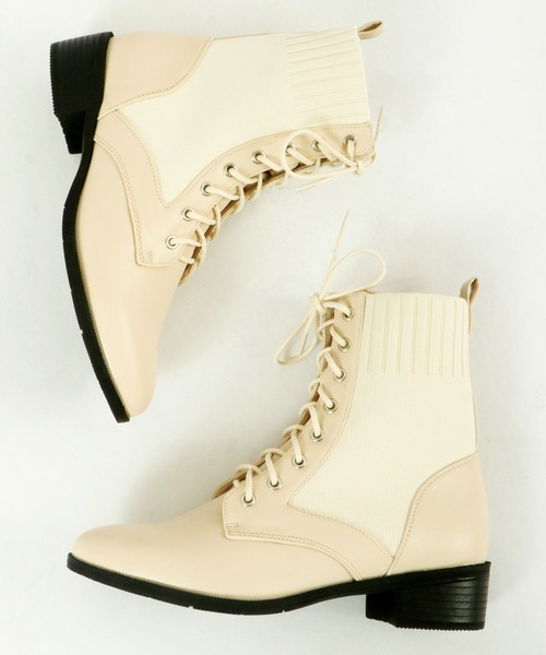 LibertyDoll(リバティードール)の「LibertyDoll 美シルエット レースアップ ニット ブーツ(ブーツ・レディース・ブラック/ダークブラウン/アイボリー・LL/S/M/L)」の6枚目の写真