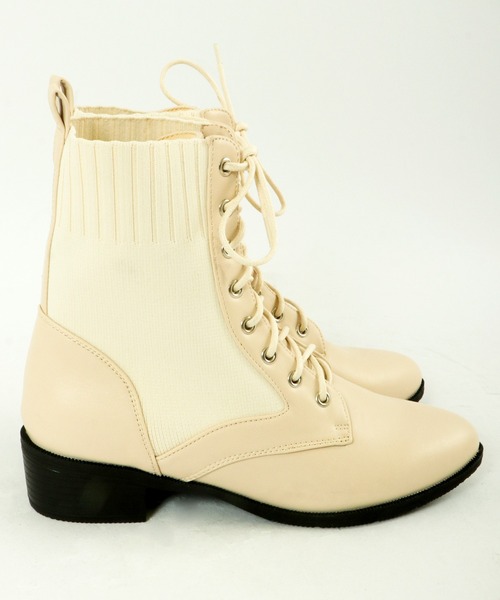 LibertyDoll(リバティードール)の「LibertyDoll 美シルエット レースアップ ニット ブーツ(ブーツ・レディース・ブラック/ダークブラウン/アイボリー・LL/S/M/L)」の4枚目の写真