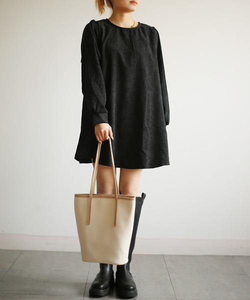 BLANC FICELLE(ブランフィセル)の「ルーズシルエット ワンピース(ワンピース・レディース・ブラック/ブラウン/グレー・MEDIUM/LARGE)」の14枚目の写真
