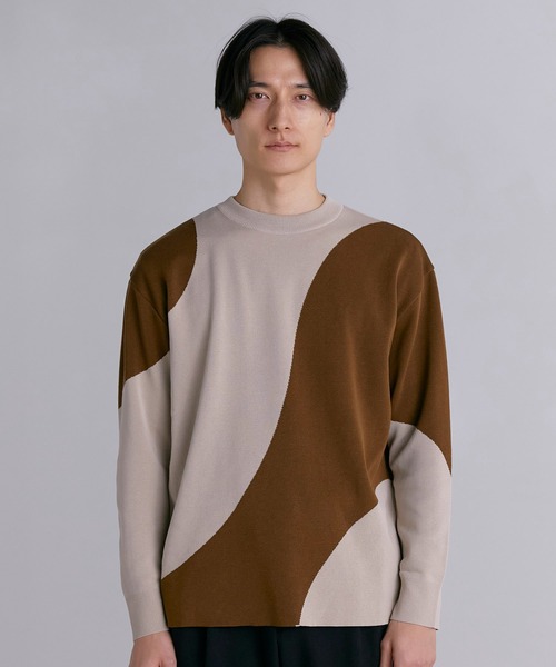UNITED TOKYO(ユナイテッドトウキョウ)の「ラウンドデザインニットプルオーバー(ニット/セーター・メンズ・ブラック/ベージュ/ネイビー・3/1/2)」の14枚目の写真