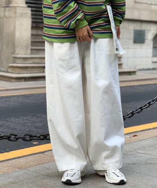 .KOM（ドットコム）の「A'GEM/9 × .kom『.kom/ドットケーオーエム』ルーズシルエット ワイドイージーパンツ（その他パンツ・メンズ・ホワイト/ブラック・M/L）」の7枚目の写真