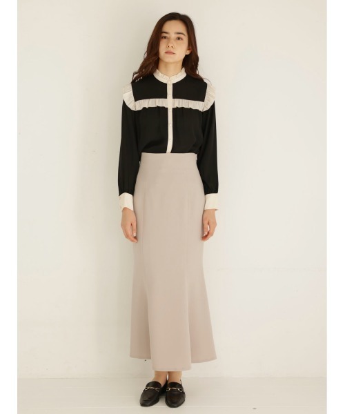 TONAL（トーナル）の「ジョーゼットバイカラーフリルブラウス（シャツ 