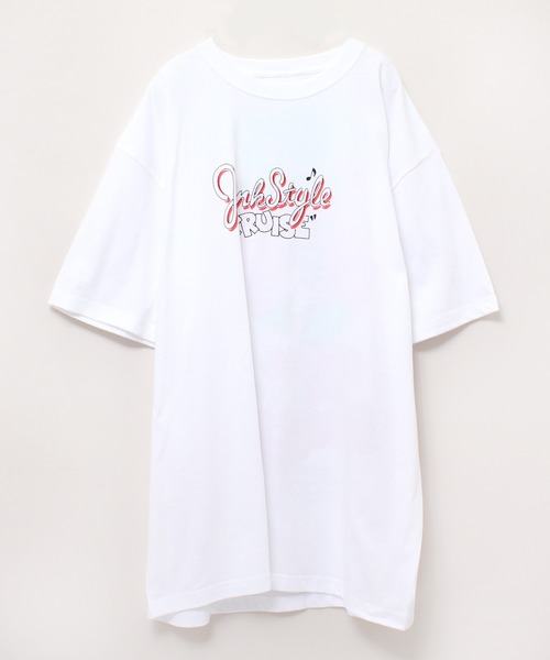 RNA（アールエヌエー）の「M1834 ジャンクロゴＢＩＧロングＴ（Tシャツ/カットソー・レディース・ブラック/ホワイト×レッド/ホワイト×ブルー・MEDIUM）」の4枚目の写真