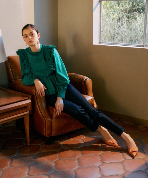 EIMY ISTOIRE（エイミーイストワール）の「ボリュームフリルペプラムブラウス（シャツ/ブラウス・レディース・イエロー/ホワイト/ブラック/グリーン・FREE）」の15枚目の写真