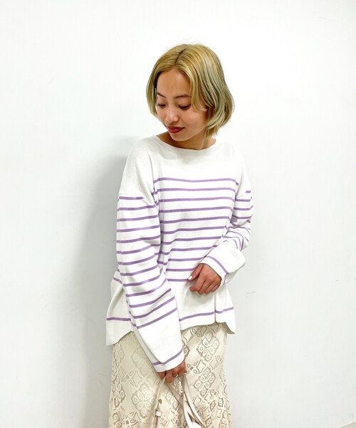 OPAQUE.CLIP（オペークドットクリップ）の「◆【C】ワイドボーダーニット（ニット/セーター・レディース・ライトパープル/オレンジ系その他4/ブラック系2/ブルー系2・00）」の22枚目の写真