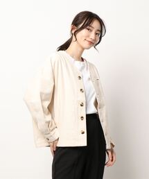 Samansa Mos2 | ノーカラーミリタリージャケット(ミリタリージャケット)