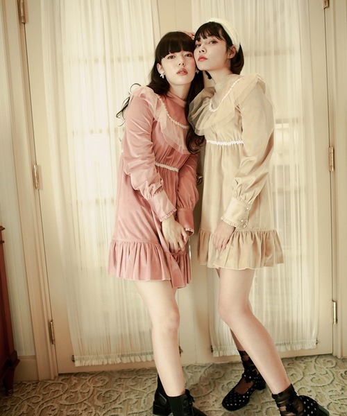 セール Lissi Boutique バックリボンチュールベロアワンピース ワンピース Lissi Boutique リージーブティック のファッション通販 Zozotown