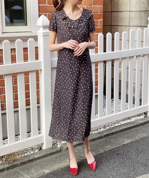 Banner Barrett(バナーバレット)の「【Lili Lurex】ドットワンピース(ワンピース・レディース・グレー/ベージュ・38)」の7枚目の写真