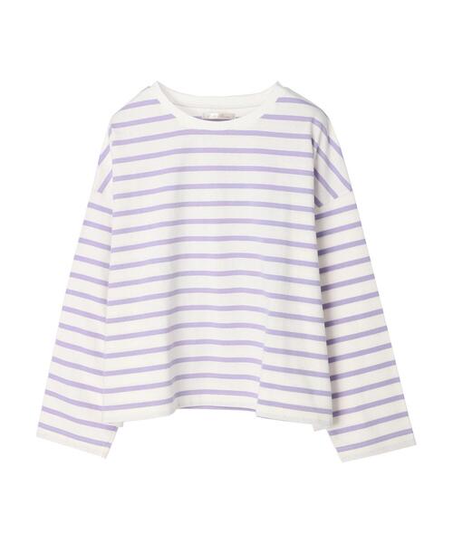 Petit fleur（プチフルール）の「・Petit Fleur ボーダーロンT（Tシャツ/カットソー・レディース・オフホワイト/パープル/イエロー/ブラック・FREE）」の5枚目の写真