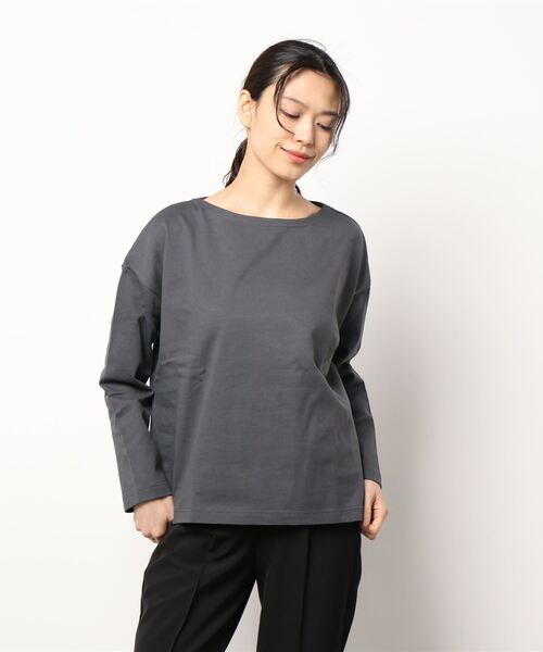 Samansa Mos2 blue（サマンサモスモスブルー）の「バスクシャツ（Tシャツ/カットソー・レディース・グレー/オフホワイト/グリーン/ミント/チャコール・ﾌﾘ-）」の4枚目の写真